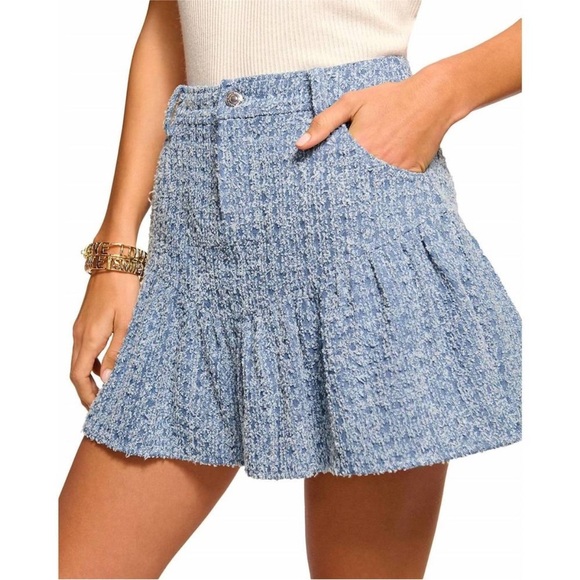 NWT RAMY BROOK MINI TWEED DENIM SKIRT - Picture 2 of 5